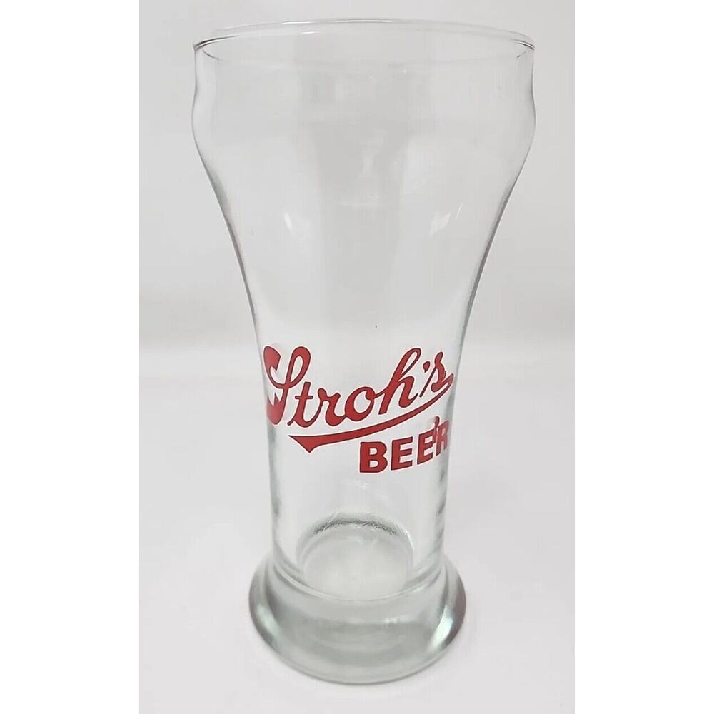 Vintage 1960's Rare Stroh's Beer 8 oz Pilsner Barware Glass Red Logo U205